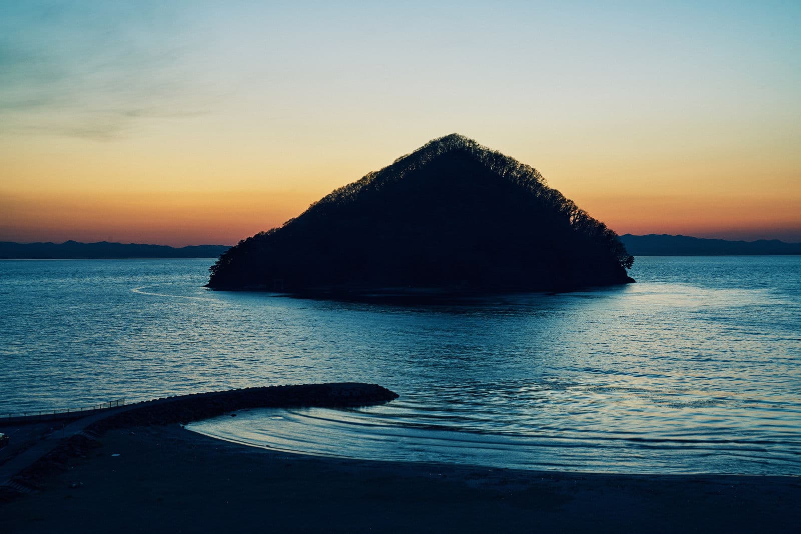 Mutsu Bay's Sunset and Yunoshima Island