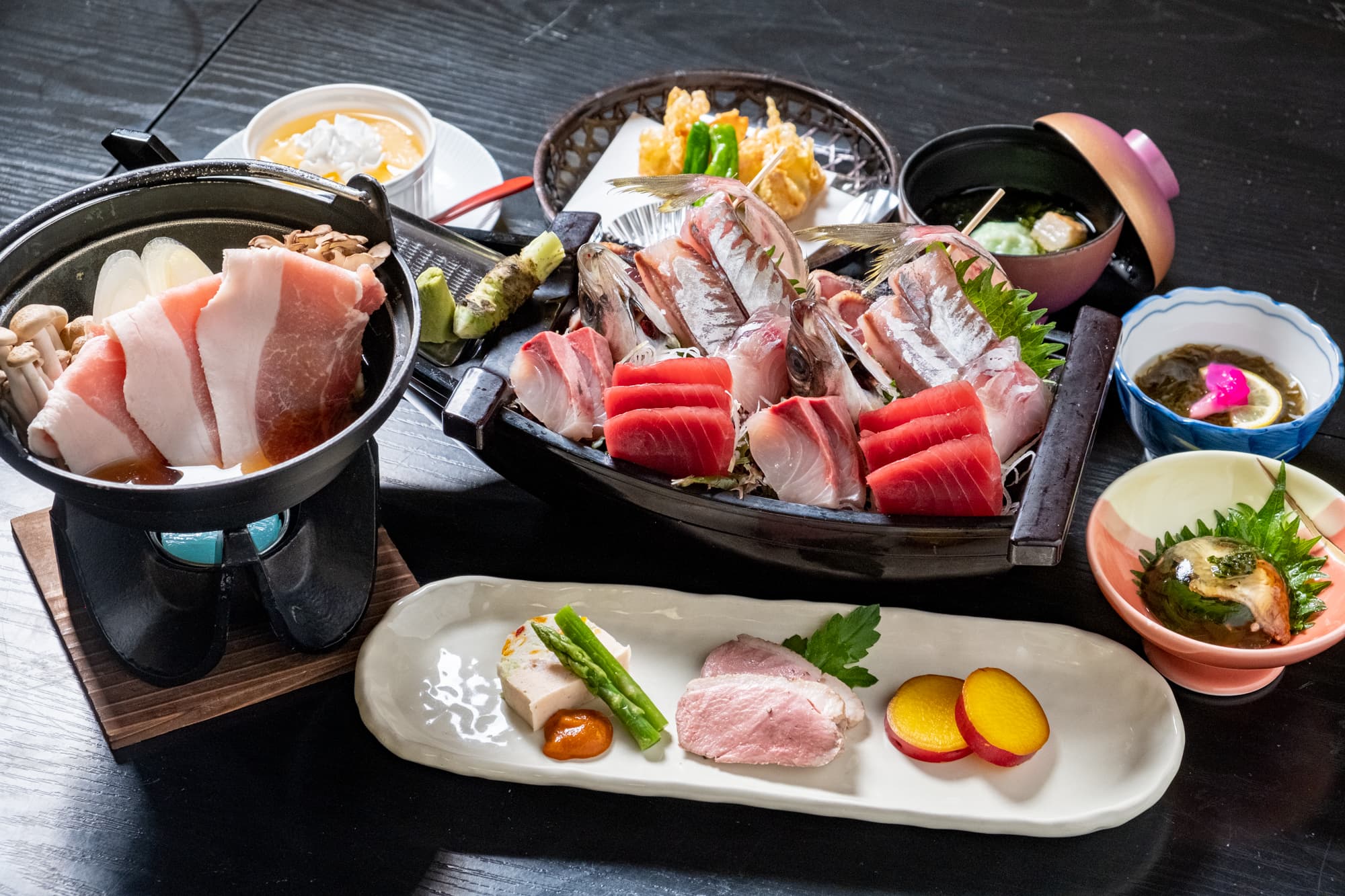 Sashimi boats and hot pot dinners