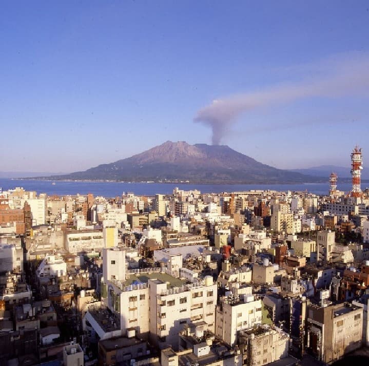 Sakurajima views at breakfast