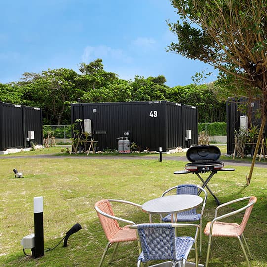 Lawn courtyard with BBQ area