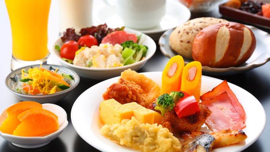 Buffet with fresh-baked bread