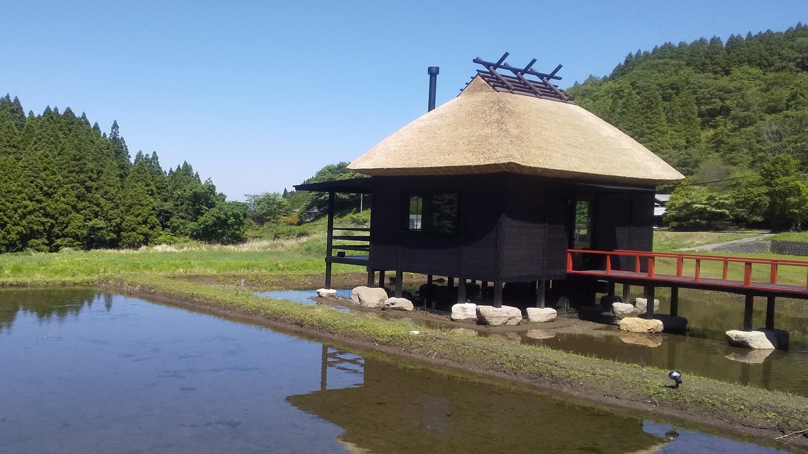 논 테라스와 초가 카페