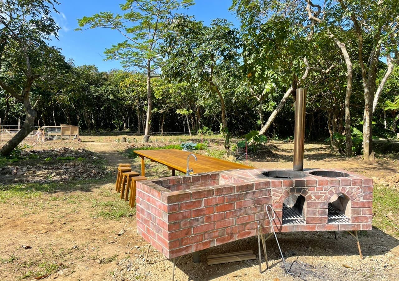 Permaculture farm and kamado