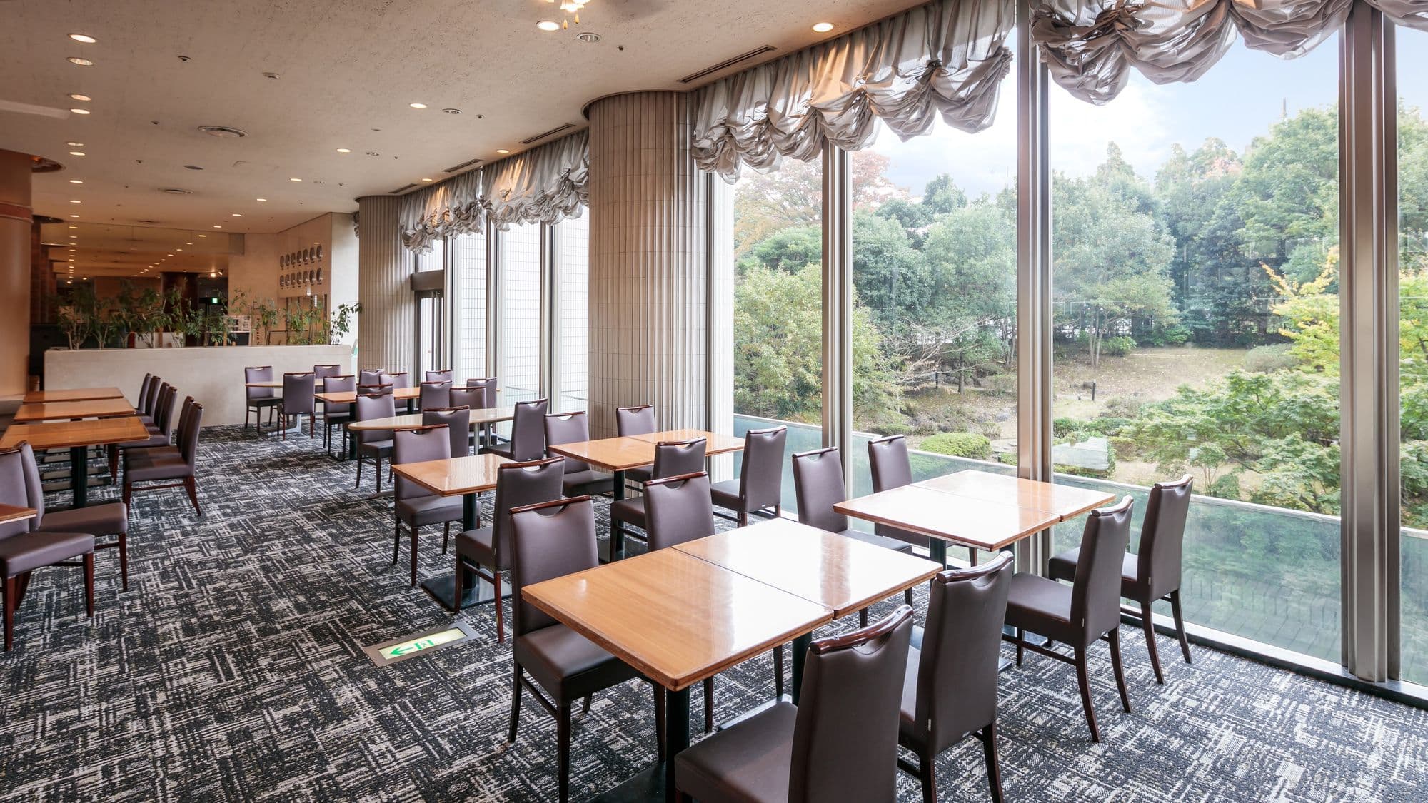 Buffet with a garden view